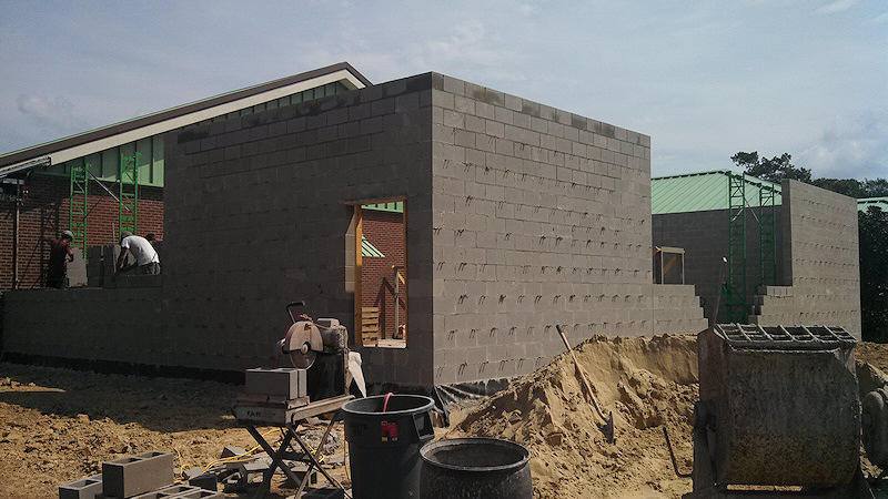 Exterior walls of new classrooms