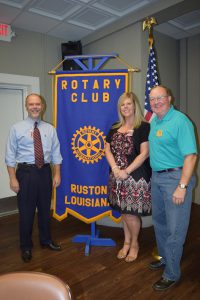 Patrick Blanchard, Angie Thomas, and Dean Dick - President, The Rotary Club of Ruston.